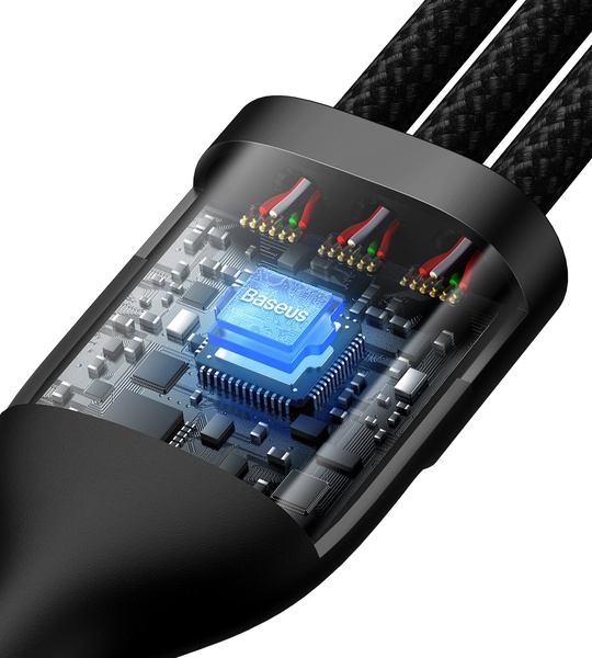 Baseus Flash Series Ⅱ Two for Three Charging Cable U+C to M+L+C 100W Black Image 2