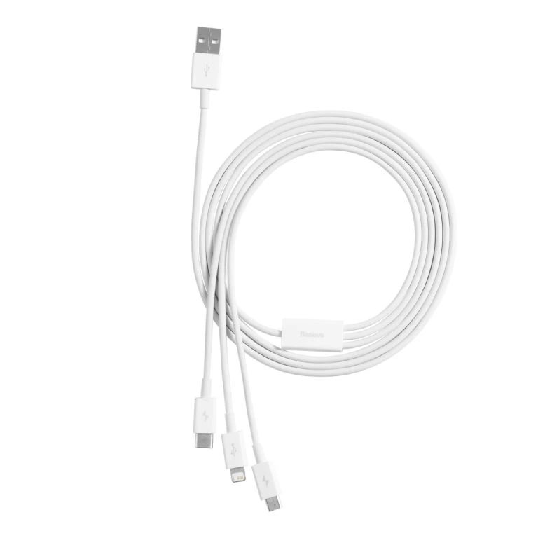 Baseus Superior Series Fast Charging Data Cable USB to M+L+C 3.5A, 1.5m – White Image 3