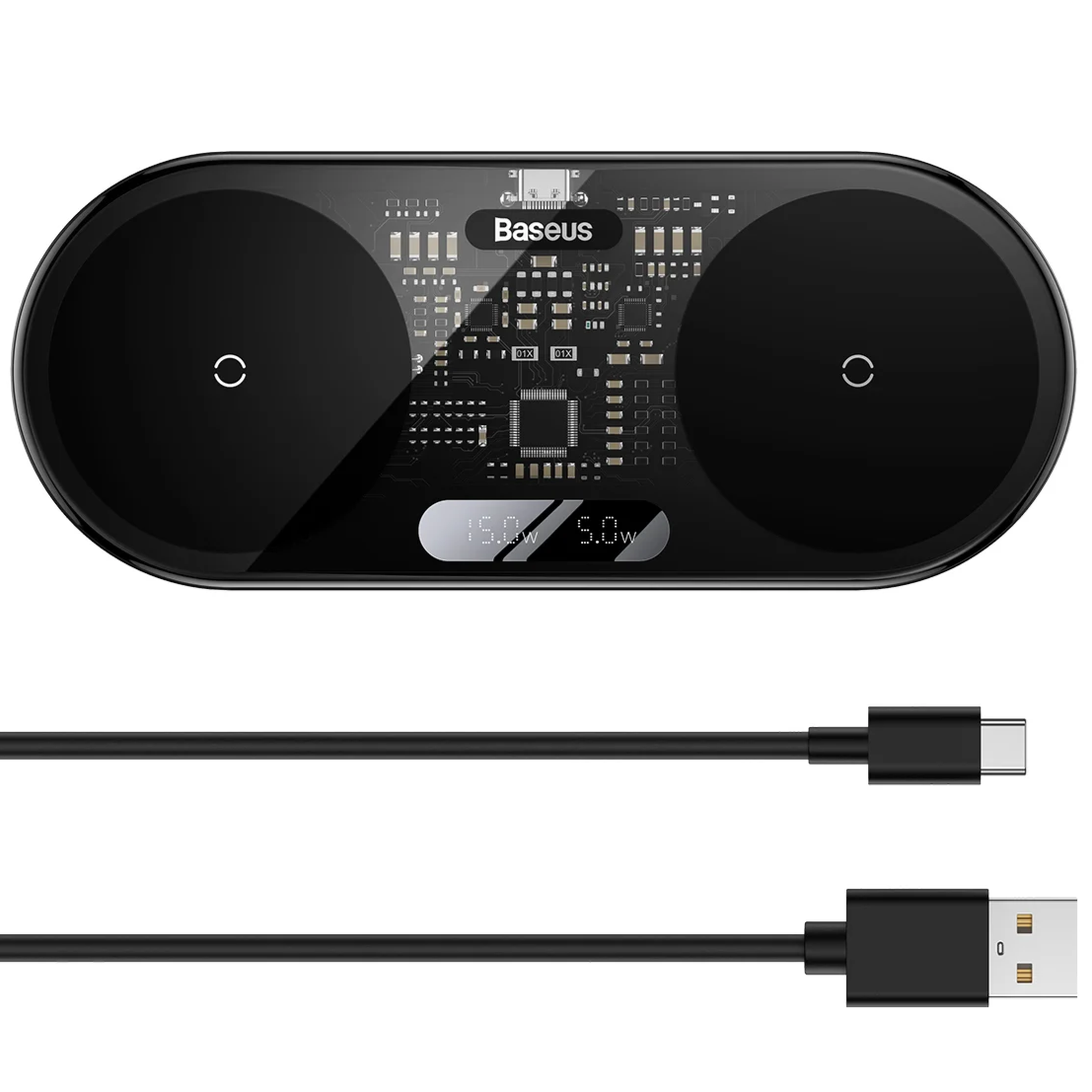 Baseus Digital LED Display 2 in 1 Wireless Chargers 20W - Black Image 3