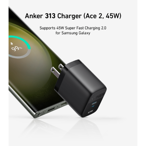 Anker 313 Ace 2 45W Fast Charger 2.0 for Samsung-Black Image 1
