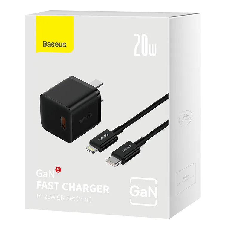 Baseus GaN5 20W Fast Charger with Type-C to Lightning Cable Image 1