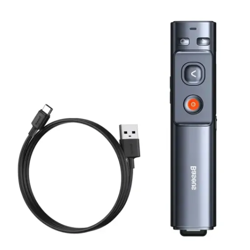 Baseus Orange Dot Red Laser Wireless Presenter-Grey Image 1