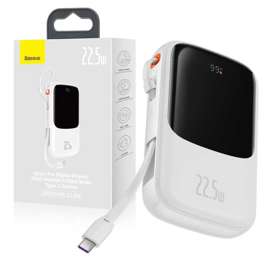Baseus Qpow Pro Digital Display 10000mAh 22.5W Fast Charge Type-C Power Bank – White Image 2