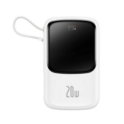 Baseus Qpow Pro 10000mAh Digital Display 20W PD Power Bank (iP Edition)-White Image 1