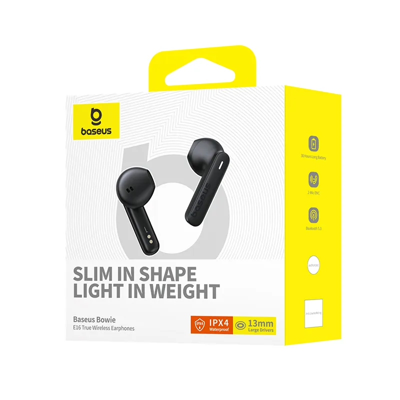Baseus Bowie E16 TWS Bluetooth Earbuds- Black Image 2