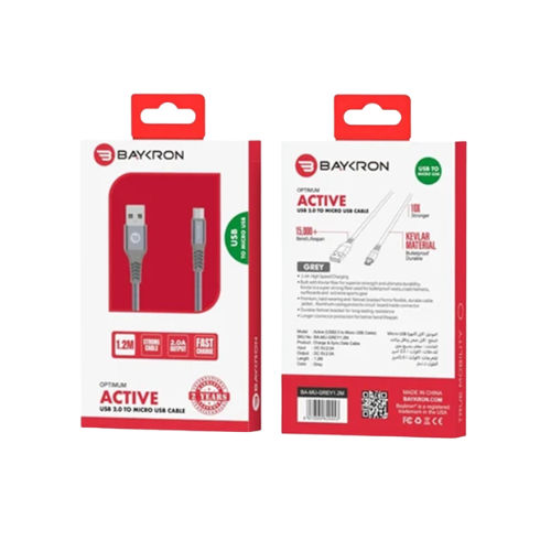 Baykron Cable USB To Micro USB 1.2 M- Grey Image 1