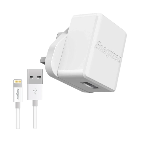 Energizer ACA1AUKCLI3 USB UK Charging Adapter With Lightning Cable-White