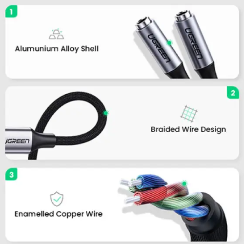UGREEN AV144 (30732) USB C to 2x3.5mm Audio Cable - Space Gray Image 2