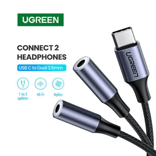 UGREEN AV144 (30732) USB C to 2x3.5mm Audio Cable - Space Gray Image 3