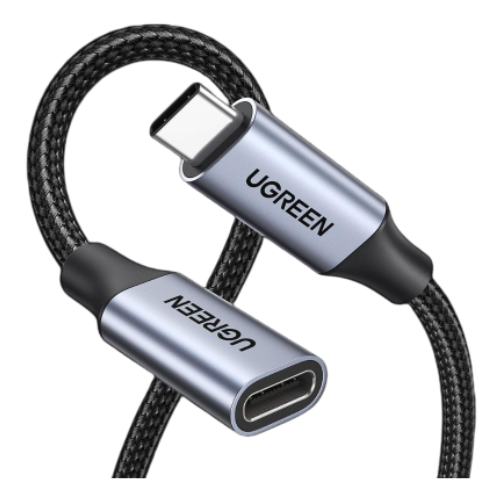 UGREEN US372 (80810) USB-C Male to Female Gen2 5A Braided Cable 0.5m-Black Image 1