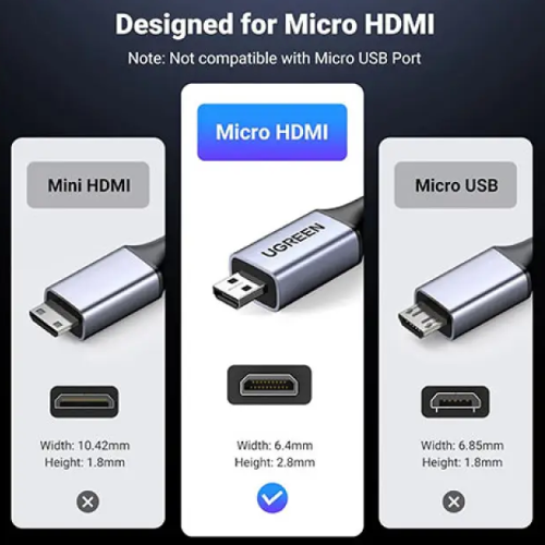 Ugreen HD164 (15516) 8K Micro HDMI to HDMI Cable - 1M Image 2