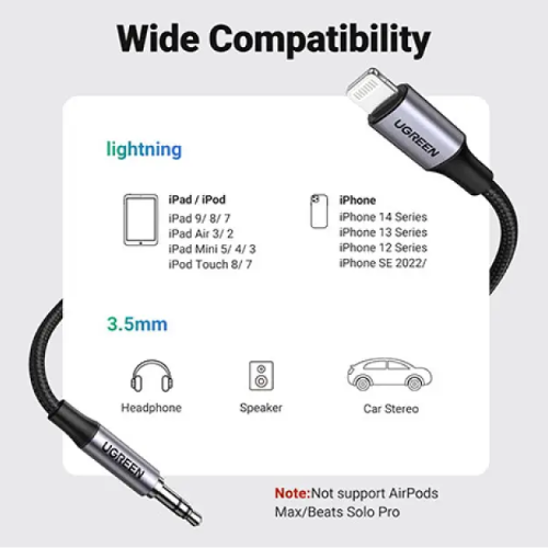 Ugreen US315 (70862) Lightning to 3.5mm Audio Cable - 2M Image 1