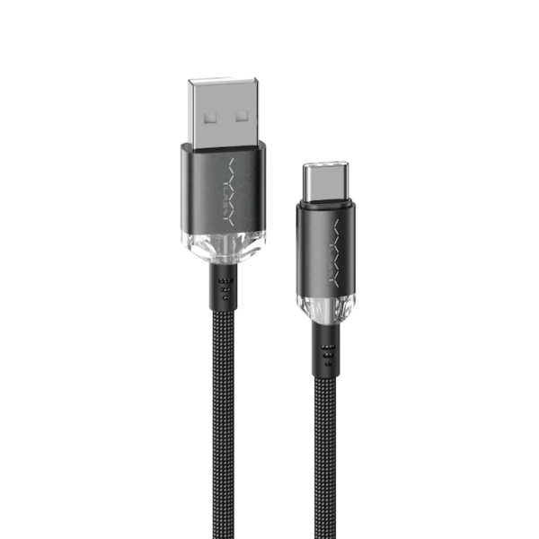 Vyvylabs Crystal Series Fast Charging Data Cable USB to Type-C 3A 1M-Black