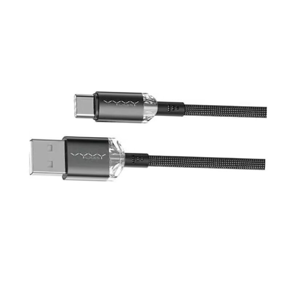 Vyvylabs Crystal Series Fast Charging Data Cable USB to Type-C 3A 1M-Black Image 1