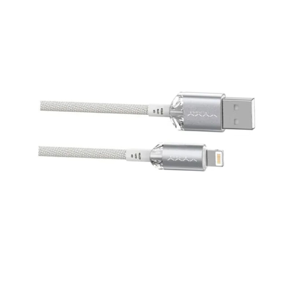 Vyvylabs Crystal Series Fast Charging Data Cable USB to iP 2.4A 1M-White Image 2