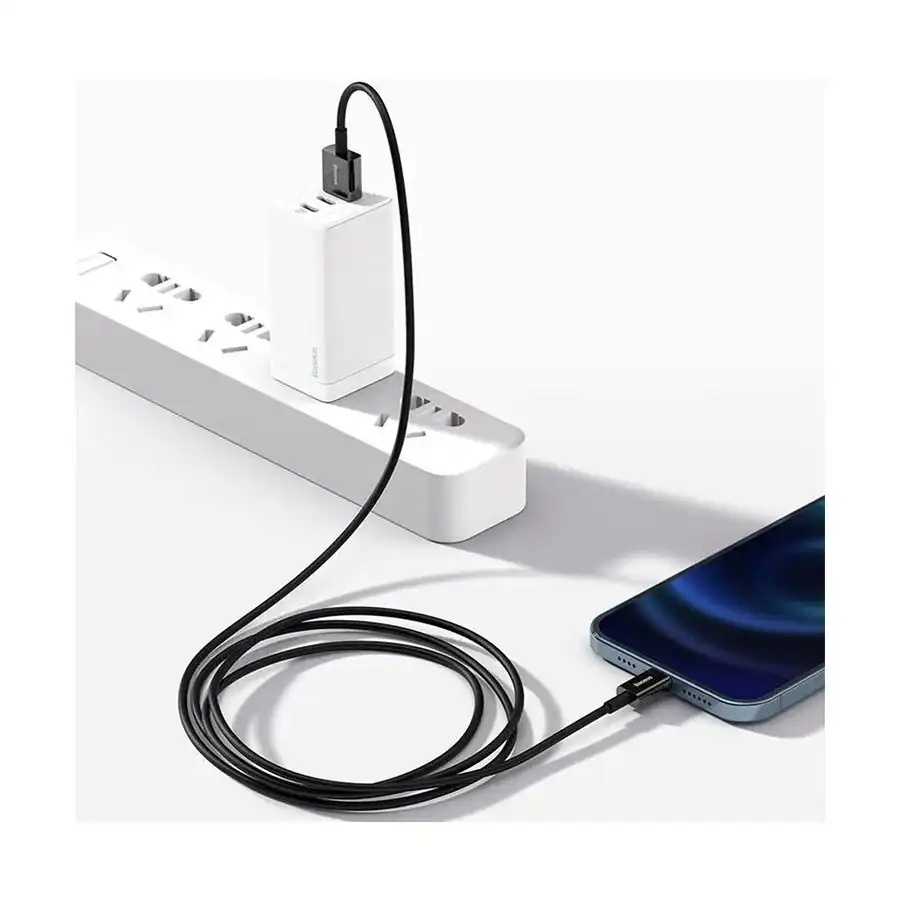 Baseus USB Male to Lightning Male 2 Meter Charging & Data Cable- Black Image 2