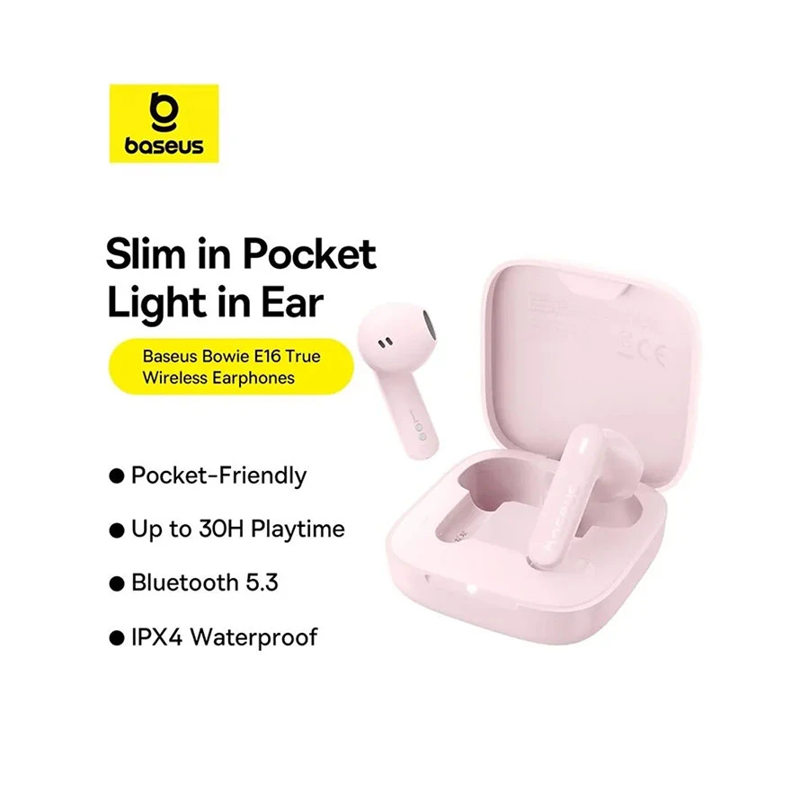 Baseus Bowie E16 TWS Bluetooth Earbuds- Pink Image 2