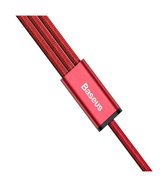 Baseus Rapid Series 3-in-1 Cable Micro USB+Dual Lightning 3A 1.2M-Red Image 1