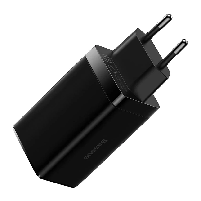 Baseus GaN3 Pro 65W Fast Charger Dual Type-C+USB with Type-C Cable-Black Image 2