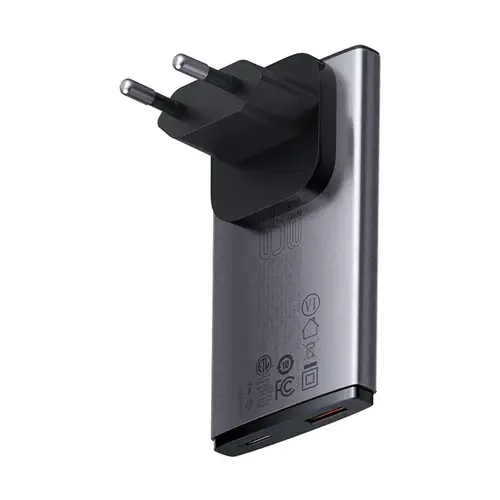Baseus GaN5 Pro Ultra Slim 65W Fast Charger with 100W Type C Cable-Gray Image 1