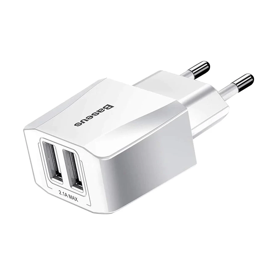 Baseus Mini 2.1A Dual USB Charging Adapter-White Image 1