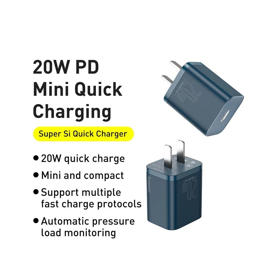 Baseus Super Si 20W CN Fast Charging USB-C - Blue (TZCCSUP-A03) Image 1