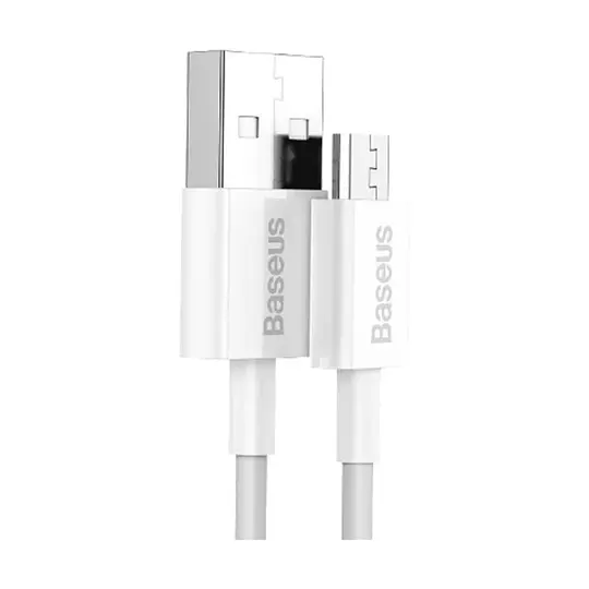 Baseus USB Male to Micro USB Male 1 Meter Charging & Data Cable – White Image 1