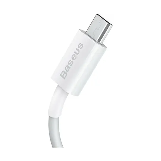 Baseus USB Male to Micro USB Male 1 Meter Charging & Data Cable – White Image 2