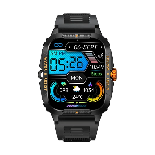 COLMI P76 Bluetooth Calling Smart Watch-Black And Orange Image 1