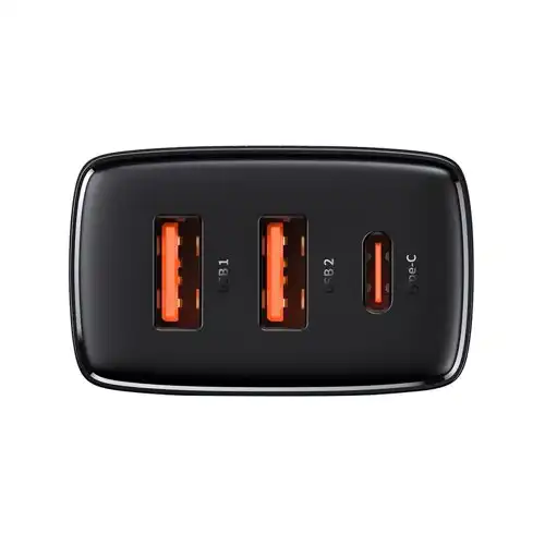 Baseus Compact Quick Charger Dual USB+Type-C 30W - Black Image 3