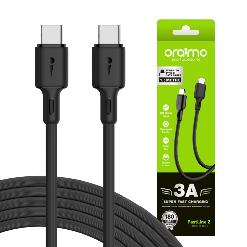 Oraimo FastLine 2 3A Type C to C 1.5M Data Cable (OCD-154CC) Image 2