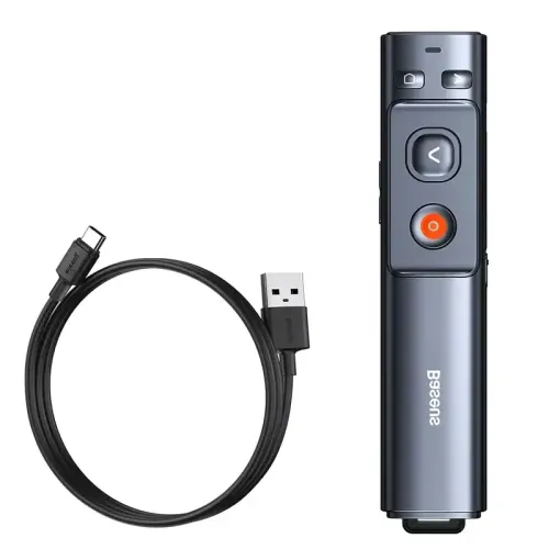 Baseus Orange Dot Wireless Presenter Red Laser Rechargeable Grey Image 1